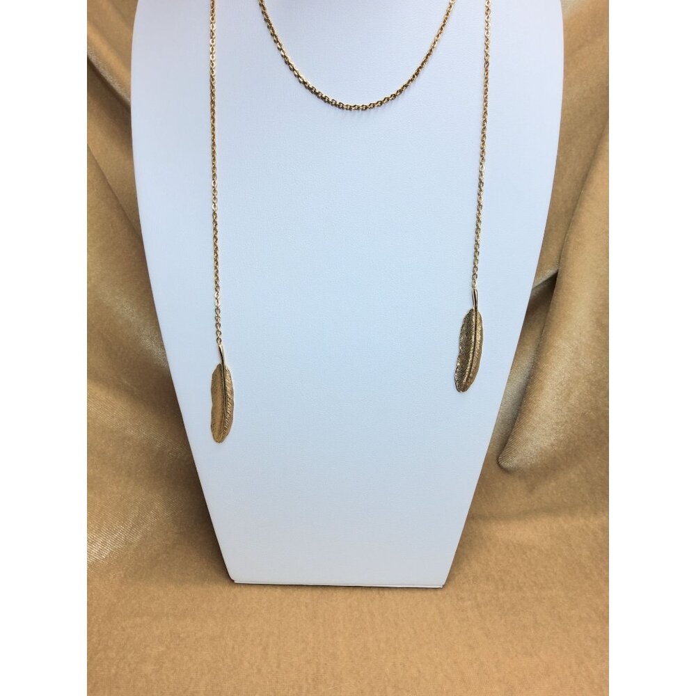 vintage gold tone two leaf 33.5"L wrap necklace